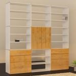 Regal als Raumteiler, weiss, Türen in Massivholz